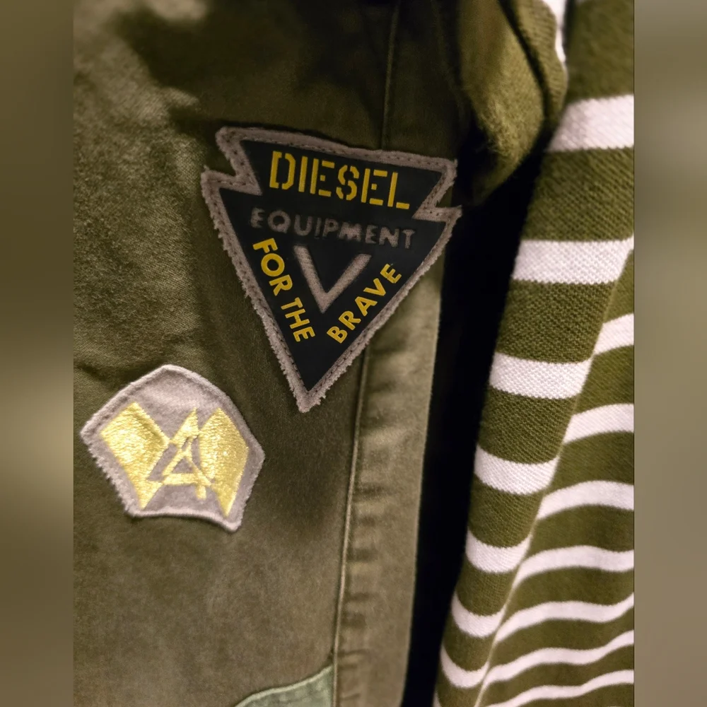 BOYS Lot of 2 Diesel Army Green Jeans w/ Patches Joe Fresh Size Small Polo Shirt - Picture 5 of 8